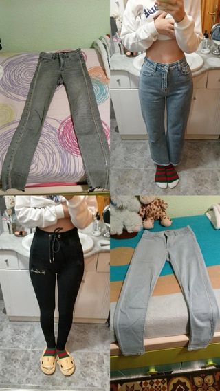 Pantalones varios - 2 azules, 1 negro y 1 gris