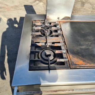 Cocina industrial a gas 4 fuegos doble planc