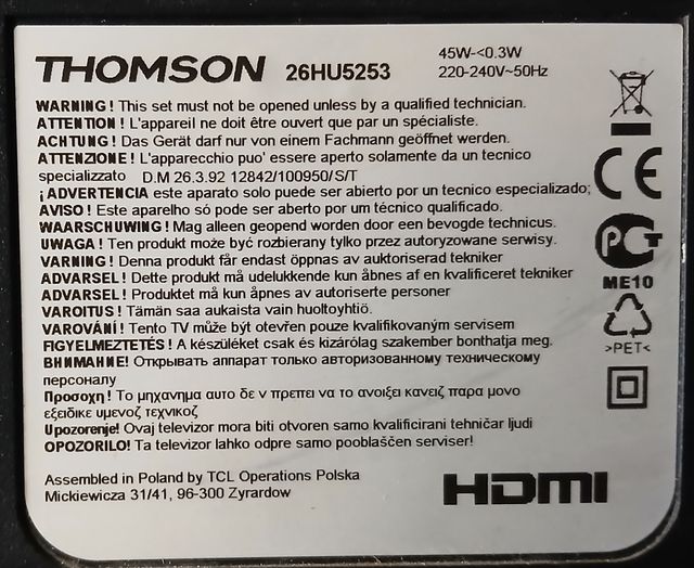 TV HD Thomson 26"