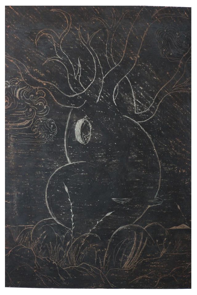 cuadro lámina esgrafiado