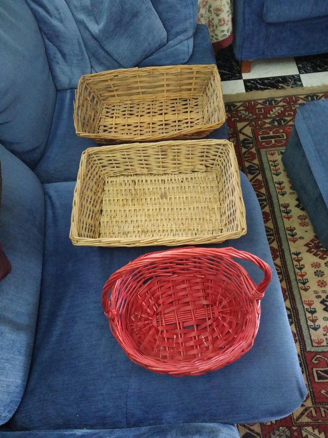 3 cestini  Natale vimini: beige e rosso