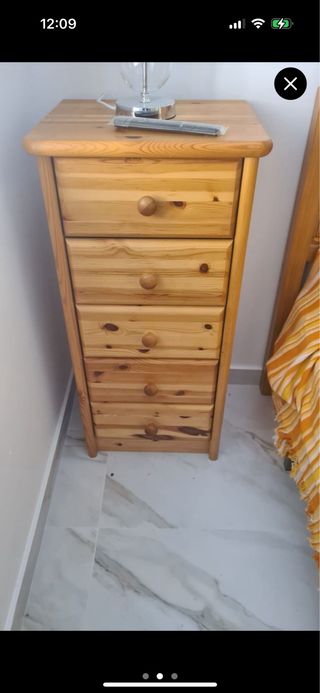 Cómoda 5 cajones madera pino