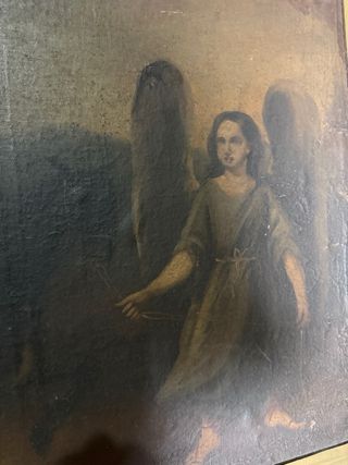 Óleo antiguo Huida de Egipto. 