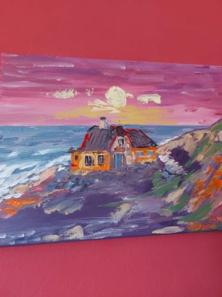 Quadro acrilico tramonto mare