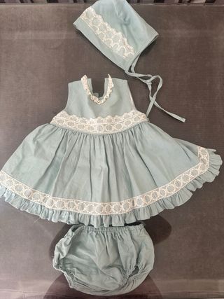 Vestido niña - lino verde agua