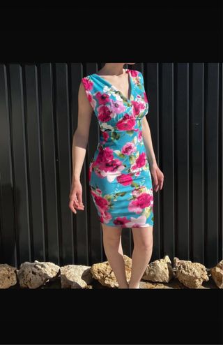 Vestido floral turquesa