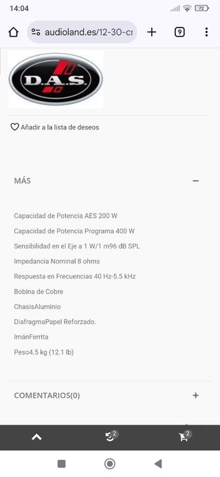 Altavoz graves Das G 12