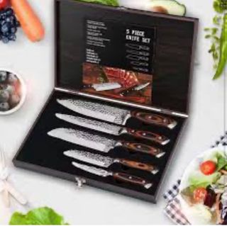 Set 5 Coltelli in Legno - Acciaio Inox