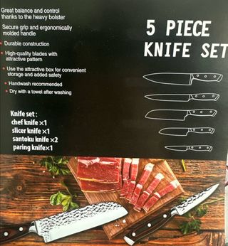 Set 5 Coltelli in Legno - Acciaio Inox