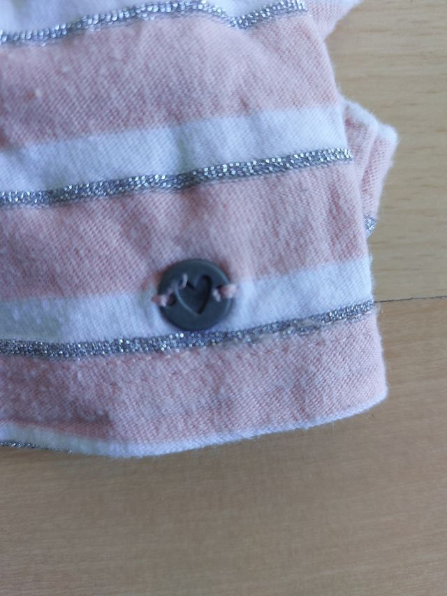 2 Camisetas niña rayas rosa-plata y azul-plata