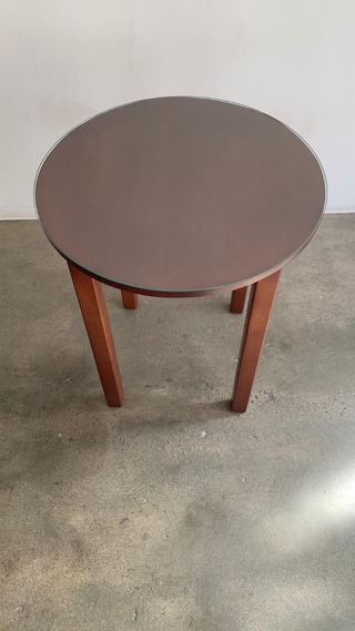 Mesa redonda vintage madera oscura cristal