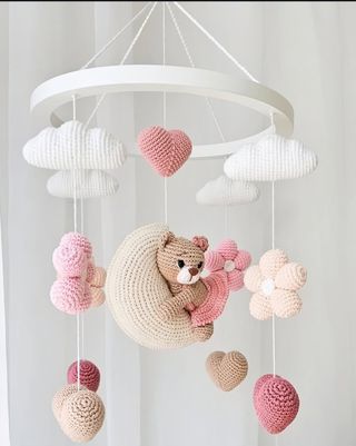 Móvil cuna bebé tejido crochet