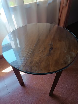 Mesa redonda madera cristal
