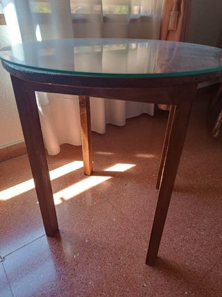 Mesa redonda madera cristal