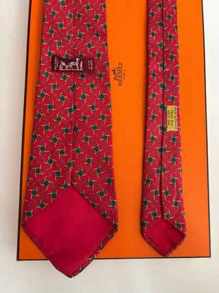 Corbata Hermès | Seda Roja y Dorada