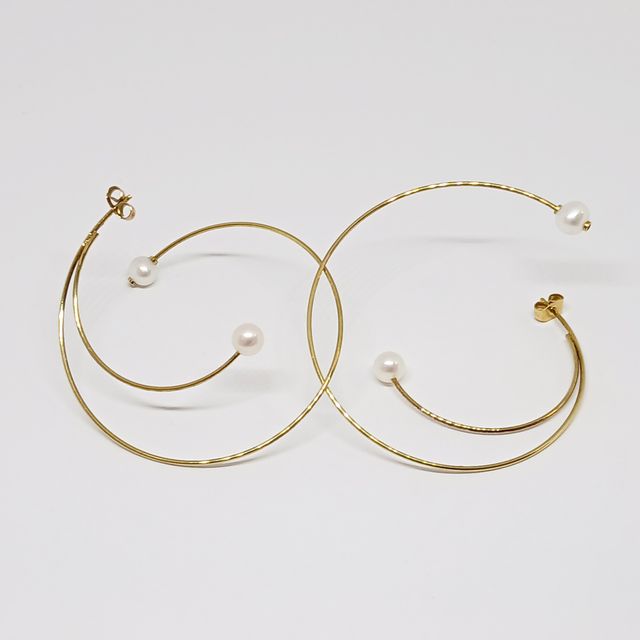 Pendientes Oro Aros Perlas