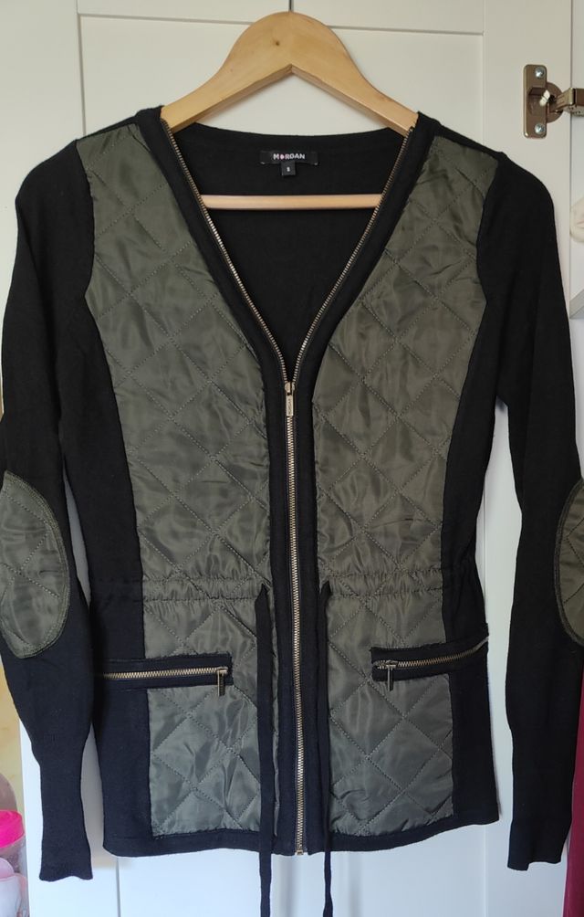 Cárdigan Morgan negro-verde militar, talla S