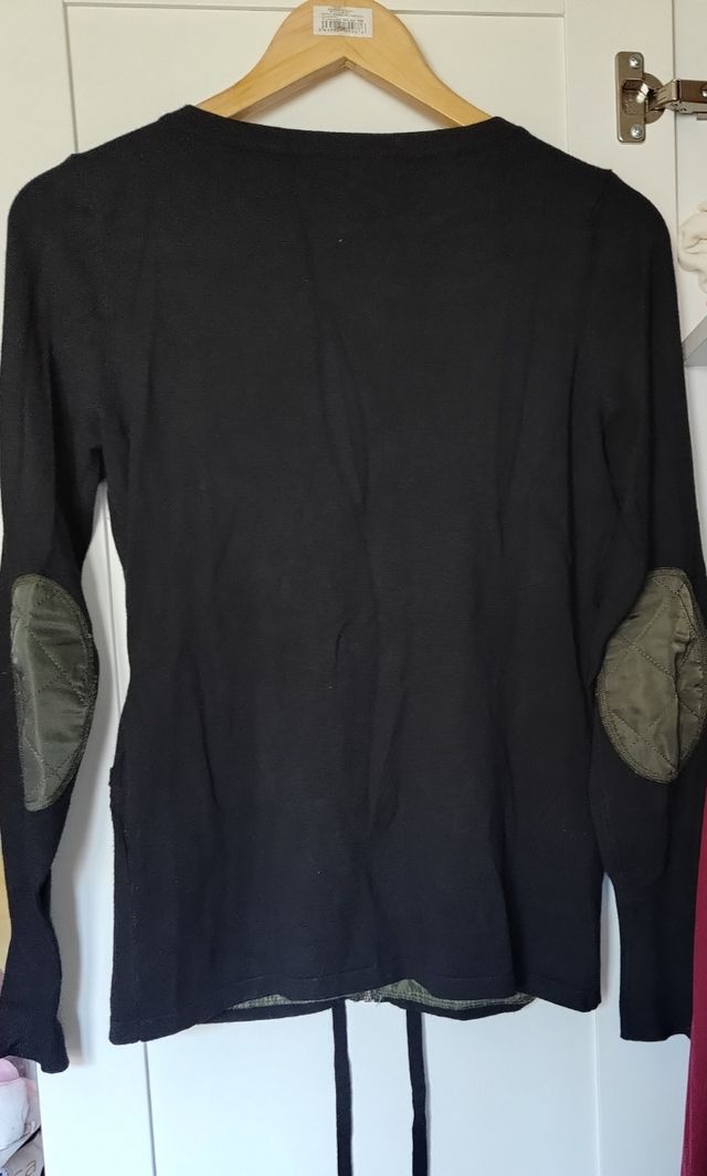 Cárdigan Morgan negro-verde militar, talla S