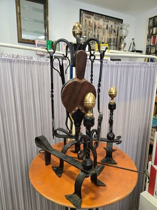 Juego morillos chimenea antiguo