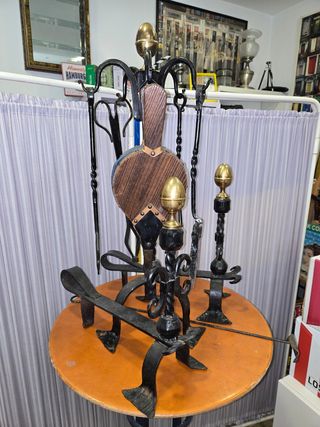 Juego morillos chimenea antiguo