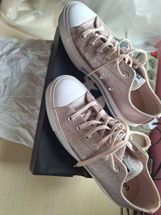 Converse plataforma glitter rosa