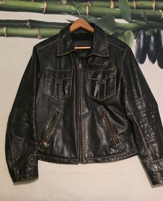 Cazadora cuero envejecido Zara Man talla M