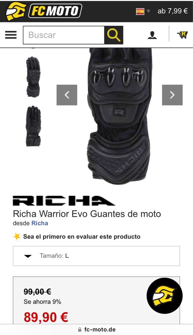 Guantes para moto Richa Warrior Evo - Talla L