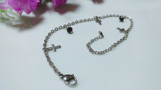 TOBILLERAS de acero inoxidable con diseño, plata