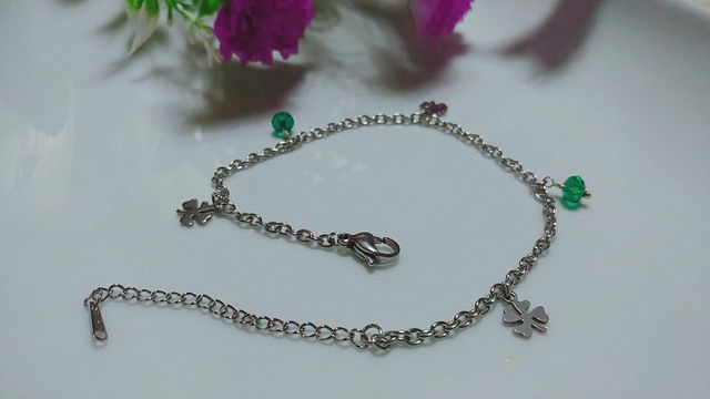 TOBILLERAS de acero inoxidable con diseño, plata