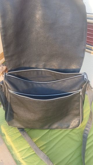 Bolso mensajero negro, vintage.