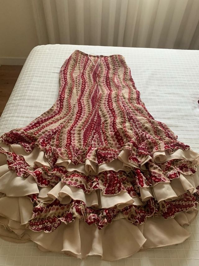 Vestido Flamenca Rojo y Beige