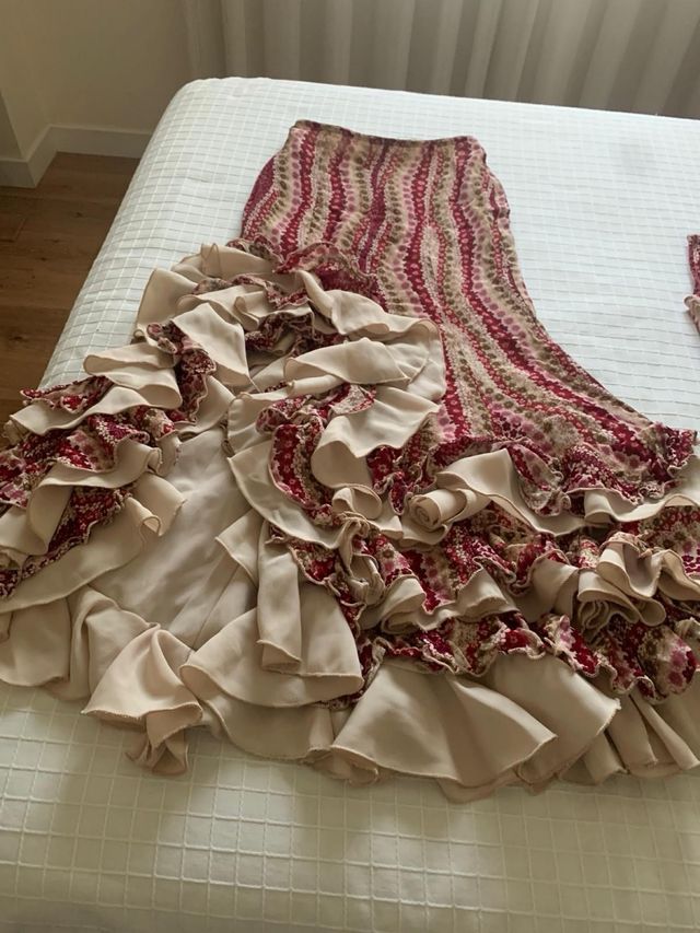 Vestido Flamenca Rojo y Beige