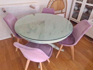 4 sillas terciopelo morado