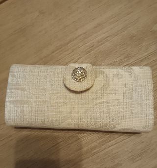 Bolso Clutch damasco beige dorado