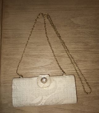 Bolso Clutch damasco beige dorado