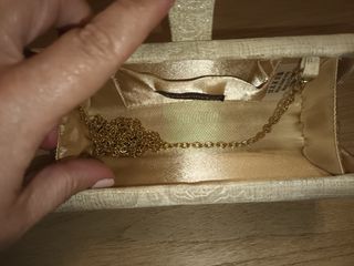 Bolso Clutch damasco beige dorado