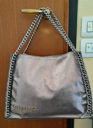 Pinko - Borsa elegante grigio argento