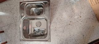 Fregadero acero inox 2 senos ( 1 1/2 C)