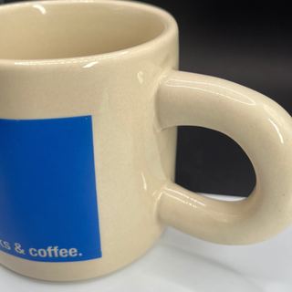 Beige Ceramic Mug – Art, Books & Coffee Statement