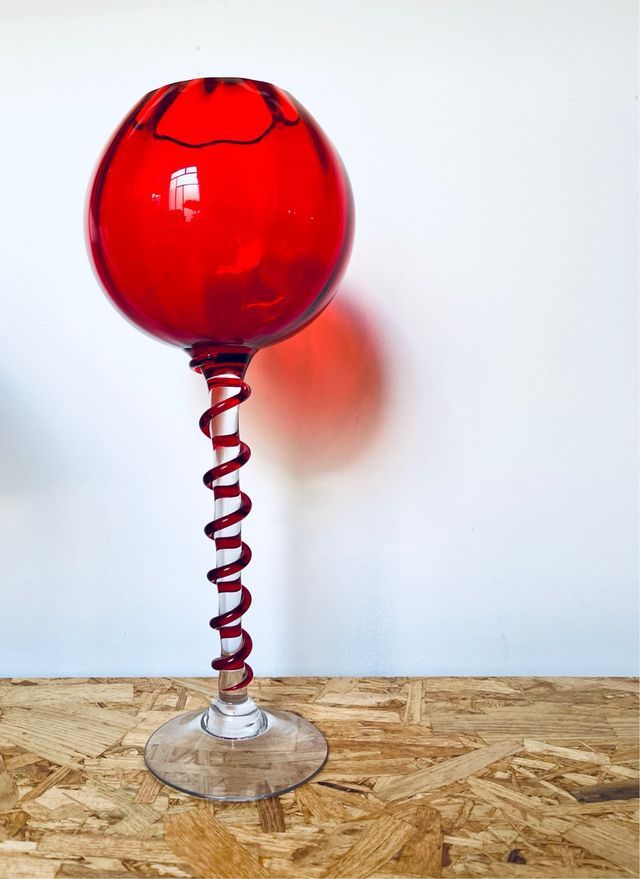 Coppa decorativa grande rossa anni '60