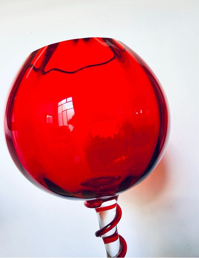 Coppa decorativa grande rossa anni '60