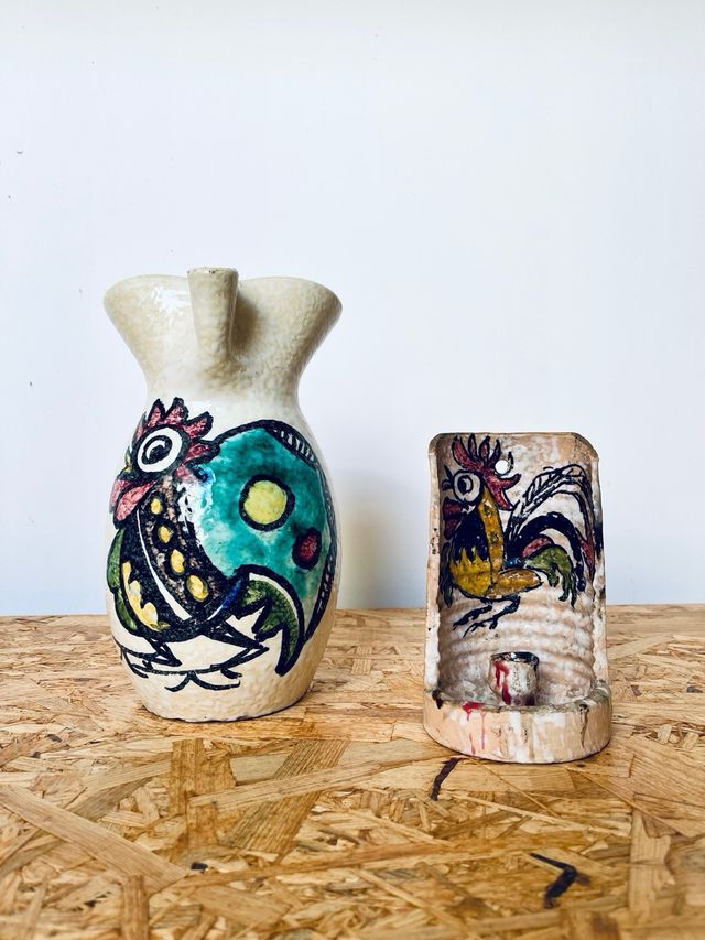 Vaso in ceramica Talavera Abstract Vintage degli anni '70