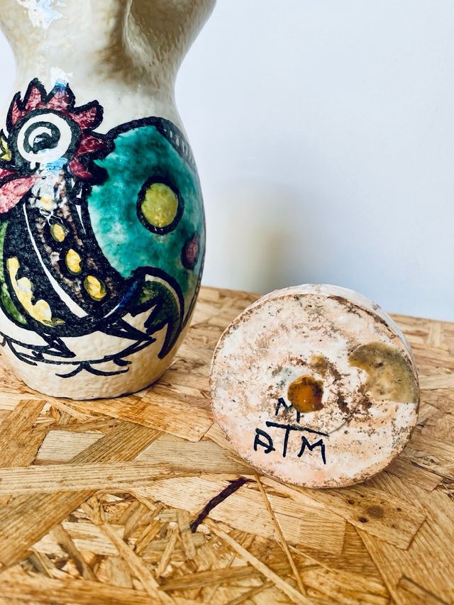 Vaso in ceramica Talavera Abstract Vintage degli anni '70