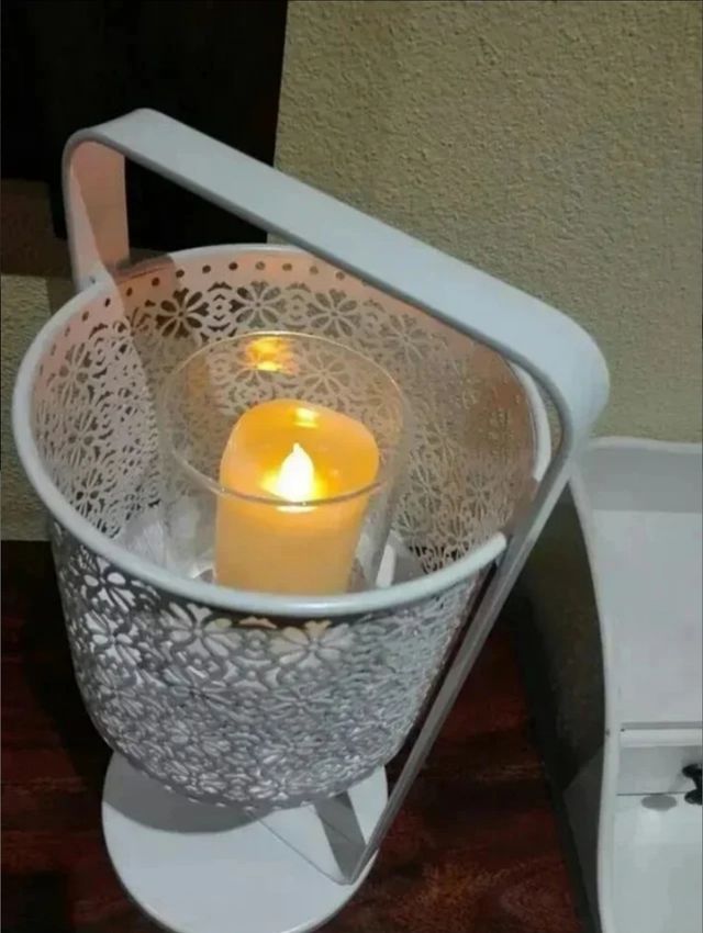 Farol blanco metal - Decoración hogar