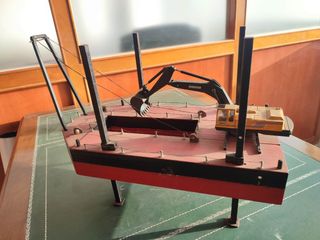 Maqueta barco pontona excavadora