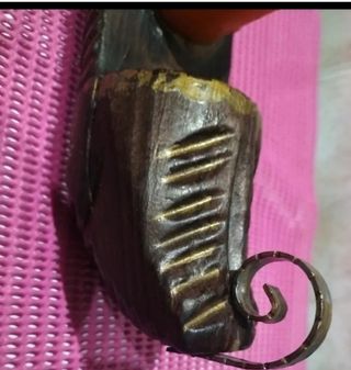 Antiguo portavelas madera metal