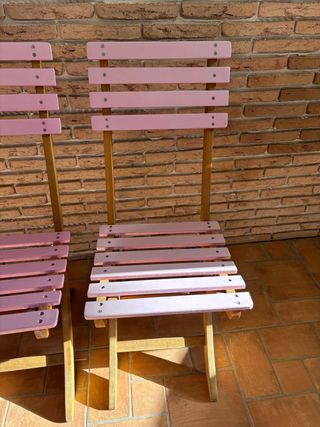 Sillas plegables | 4 sillas de madera rosas