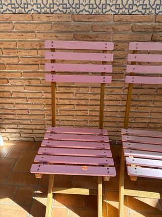 Sillas plegables | 4 sillas de madera rosas