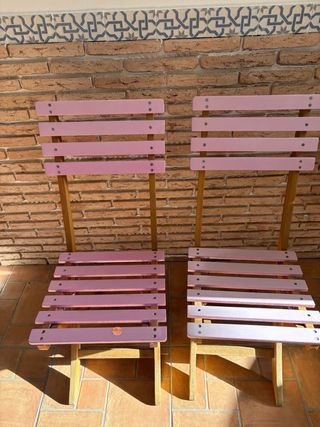 Sillas plegables | 4 sillas de madera rosas