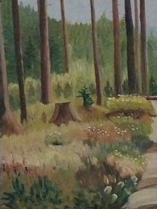 ANTIGUO Cuadro OLEO  paisaje bosque óleo